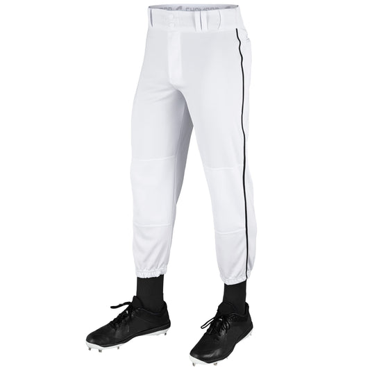 CHAMPRO Mens Triple Crown Classic Baseball Pant With Braid, White, Black, Small US