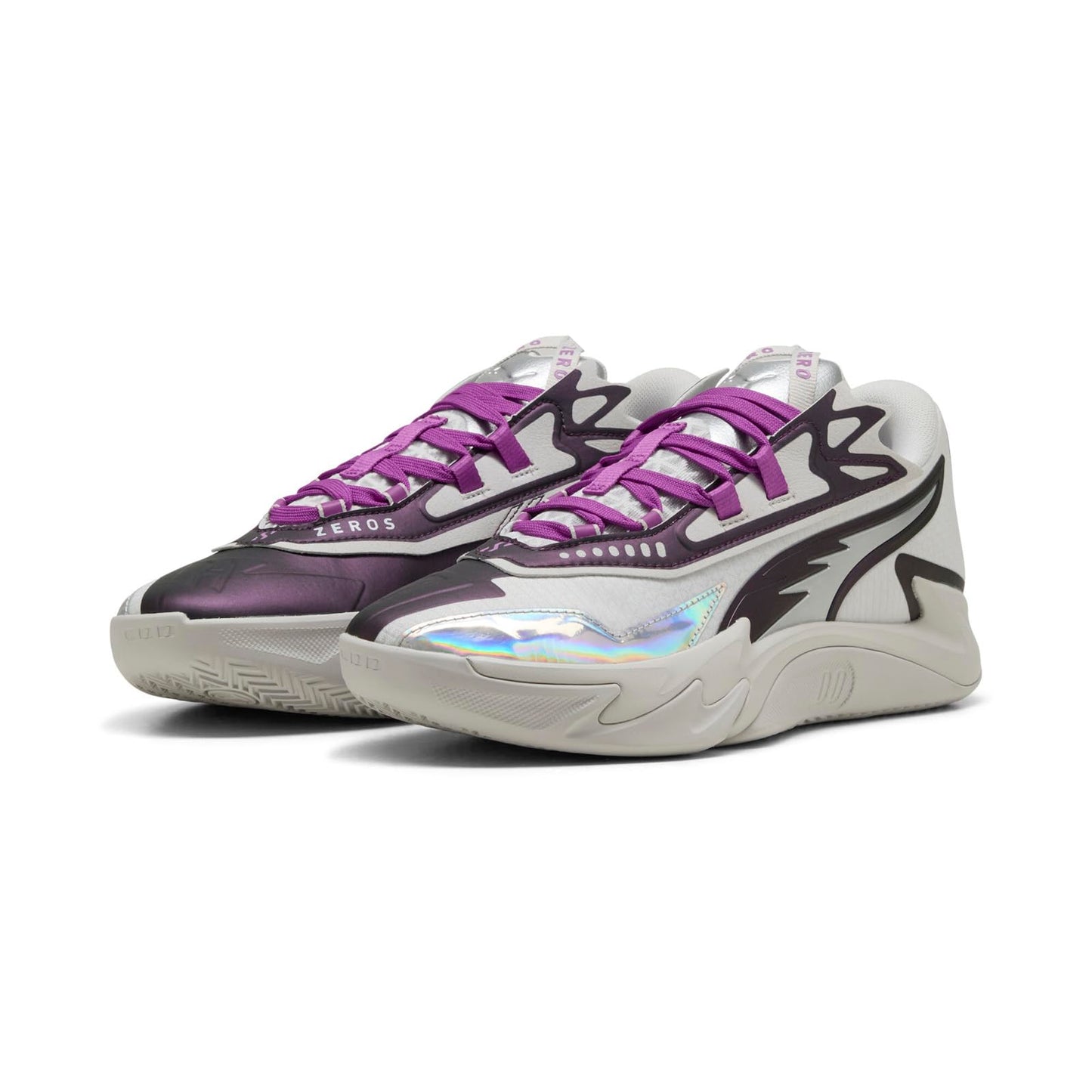 PUMA Men's Scoot Zeros II Basketball Shoes Sneaker, Feather Gray/Wild Berry, 10.5
