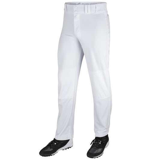 CHAMPRO Triple Crown OB Open-Bottom Loose-Fit Baseball Pant in Solid Color with Adjustable Inseam and Reinforced Sliding Areas, WHITE, Small
