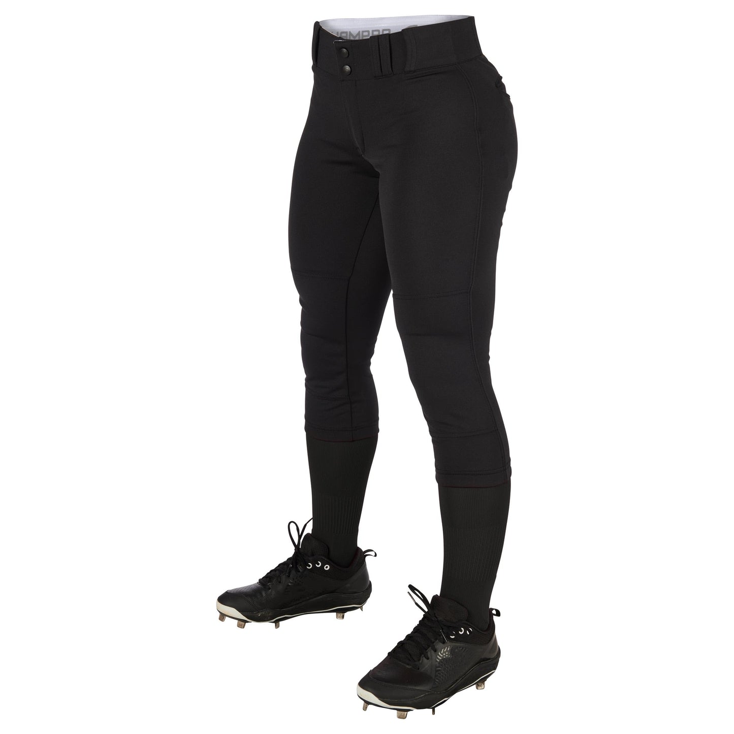 CHAMPRO Women's Tournament Traditional Low-Rise Polyester Softball Pant, Small, Black