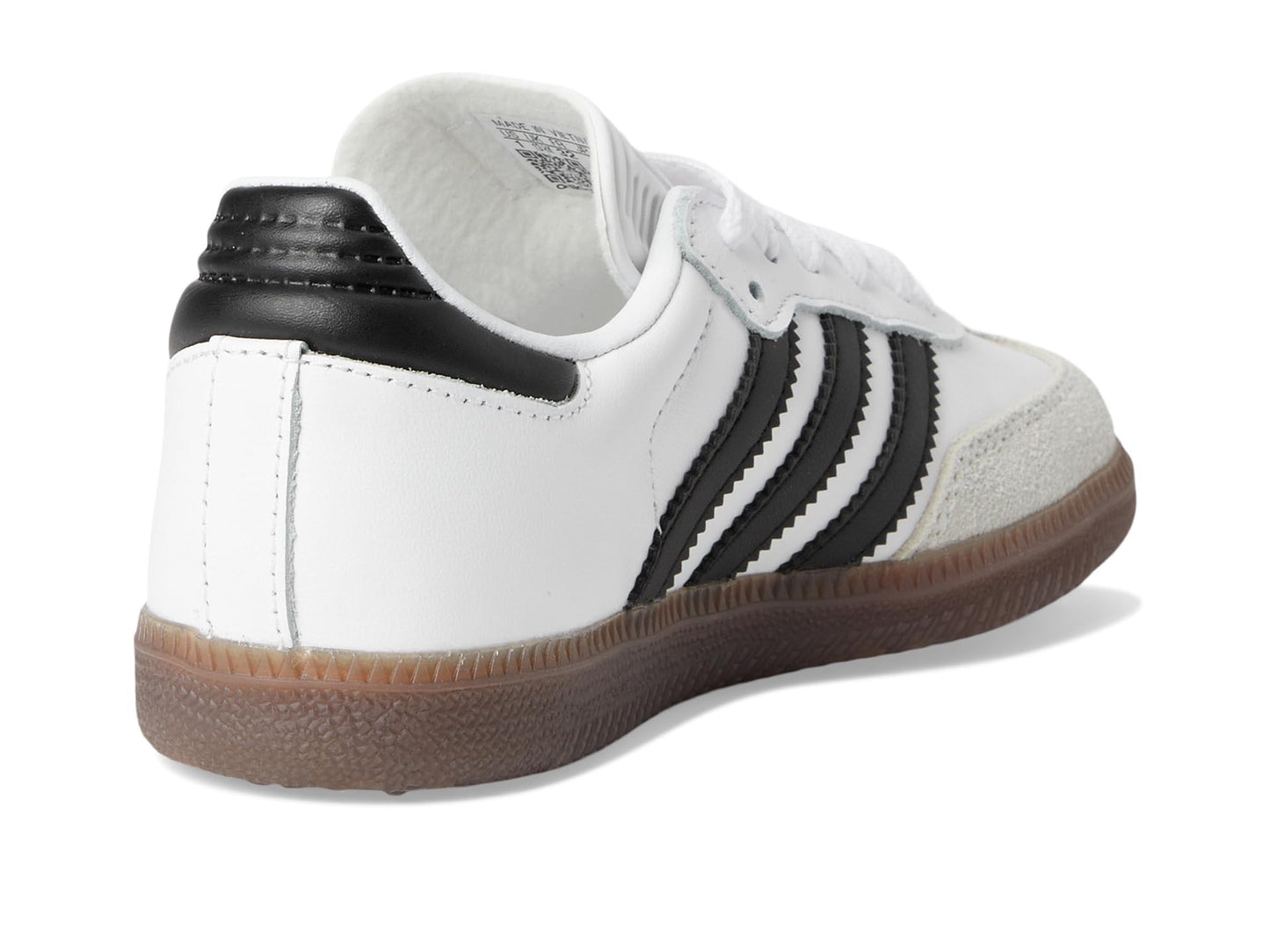 adidas Samba Indoor Sneaker, White/Black/Gum, 2 US Unisex Little Kid