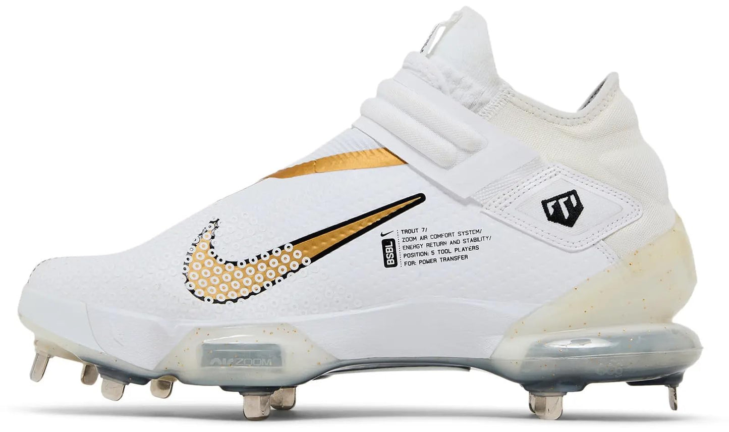 Nike Force Zoom Trout 7 Men's Baseball Cleats 'White Gold' (Cl3134-106) - Size 7.5