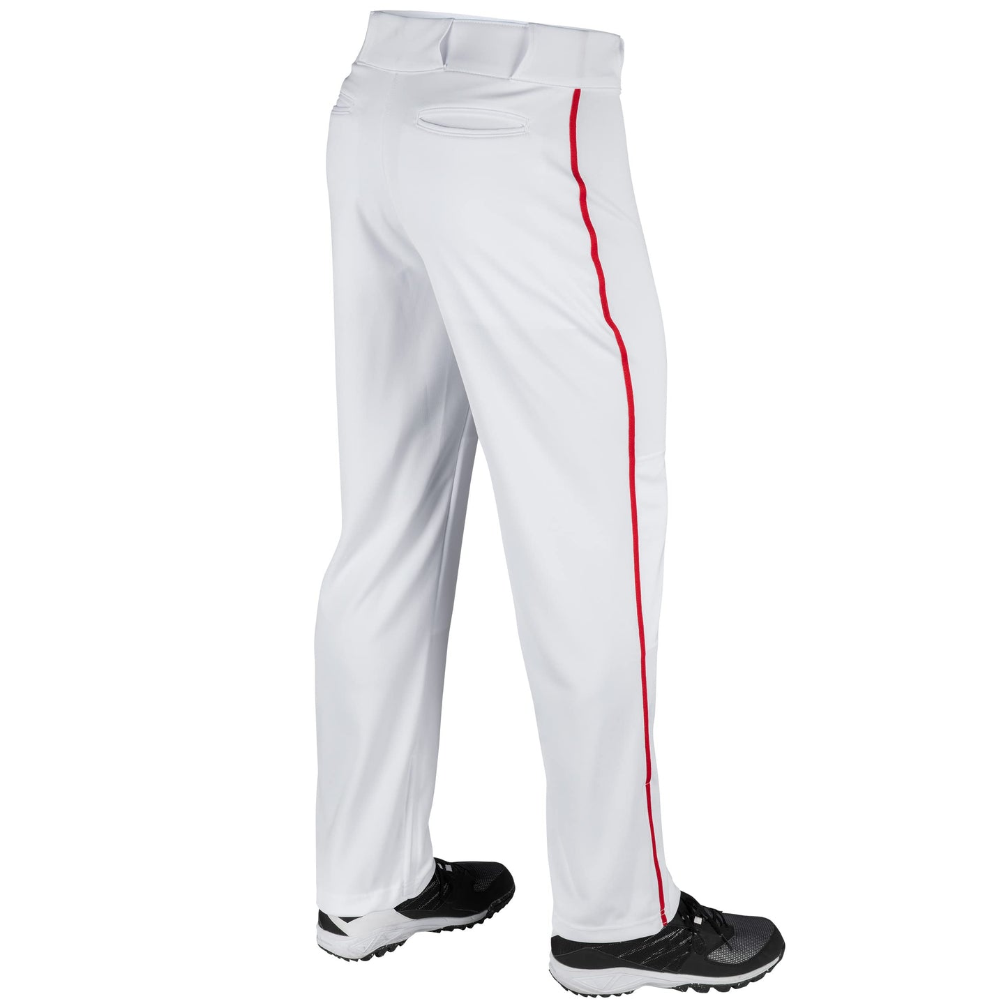 Champro Sports Adult Triple Crown Open Bottom Pants, White, Scarlet Piping, X-Large