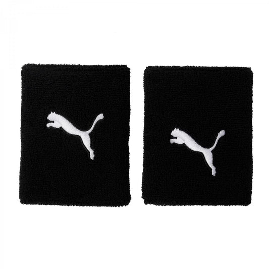 PUMA Unisex Wristband Long Pack of 2 - Sweatband, Running & Training, Logo (Black (0001))