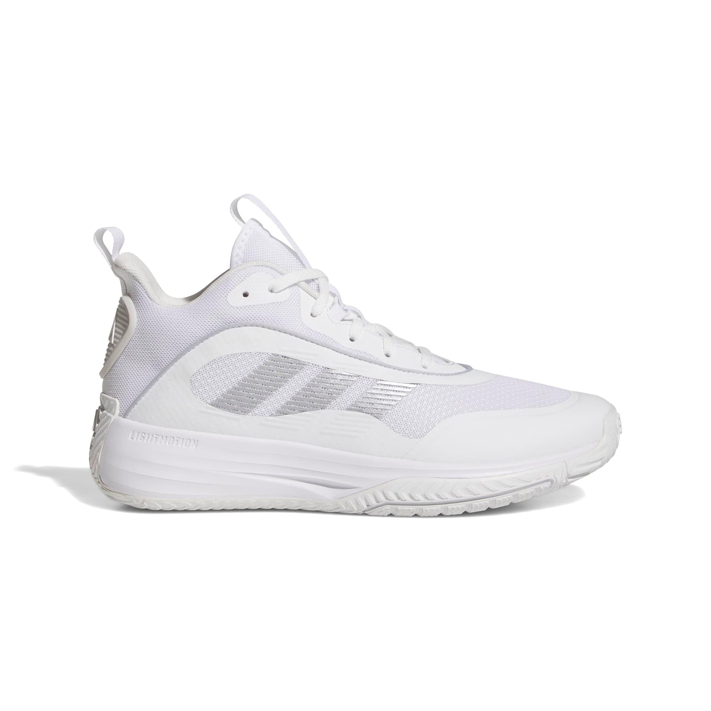 adidas Men's Own The Game 3.0 Mid Top Basketball Sneaker, White/Silver Metallic/Grey, 10.5
