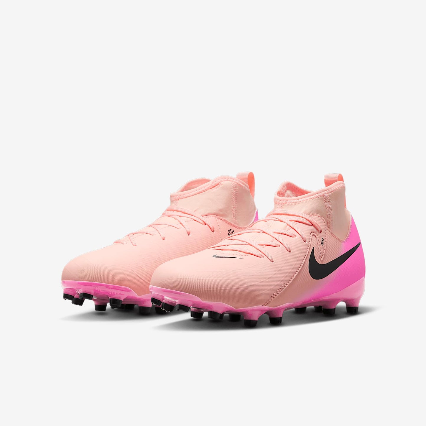 Nike Jr. Phantom Luna 2 Academy Little/Big Kids' MG Soccer Cleats (FJ2603-800, Crimson Tint/Pink Blast/Black) Size 4.5