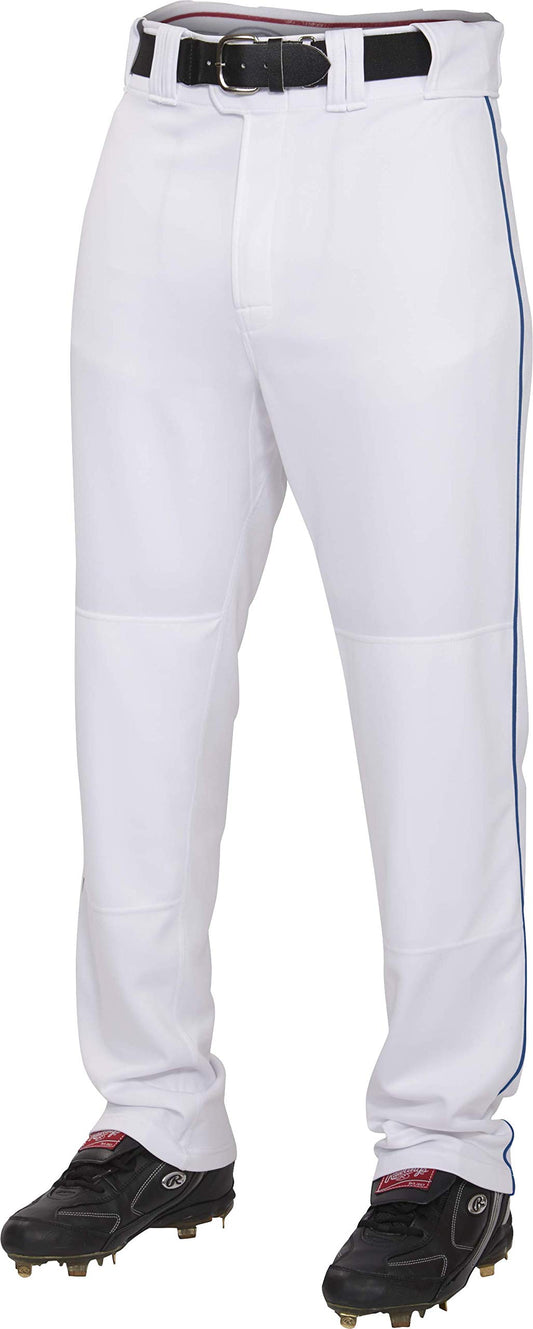 Rawlings | PRO 150 Series Baseball Pants | Relaxed Fit | Piped | White/Navy | Adult X-Large