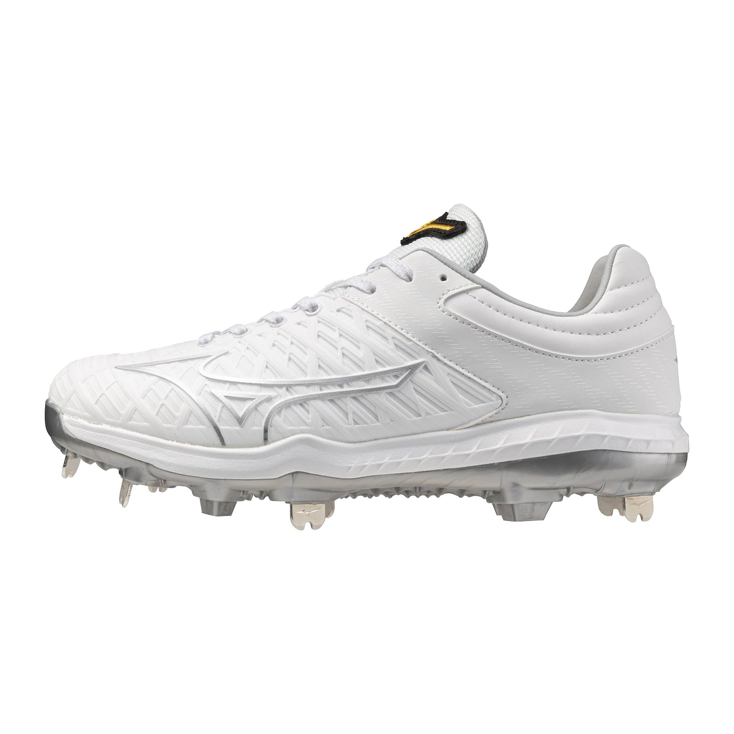 Mizuno Pro FP Low Women's Metal Fastpitch Cleat, White/Silver, 6.5