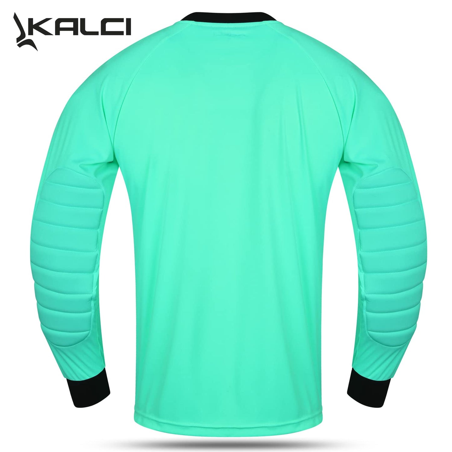 Kalci Hidden Chest Padding Soccer Goalie Jersey Youth & Adult Long Sleeve Elbow Padded Goalkeeper Shirt for Boys & Girls (Turquoise X-Small)