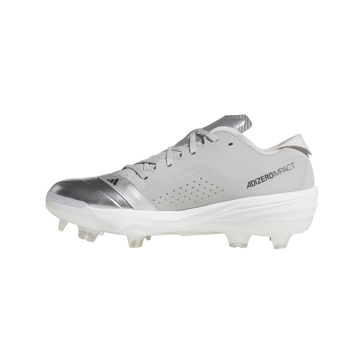 adidas Men's Adizero Impact TPU Speed Baseball Sneaker, Silver Metallic/Black/Grey, 11
