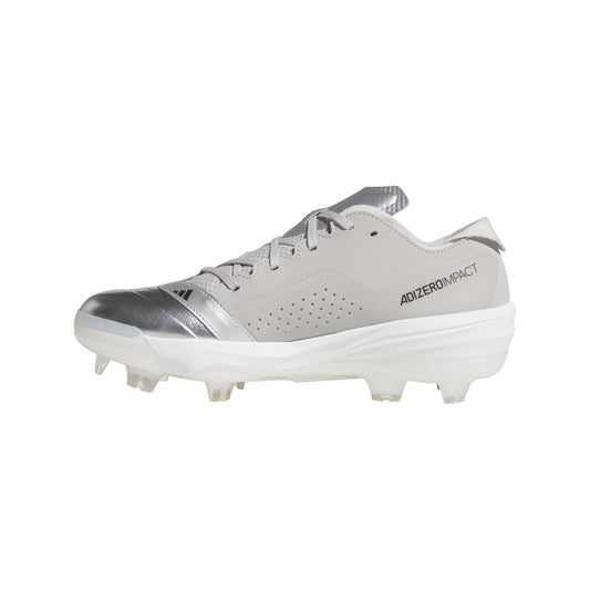 adidas Men's Adizero Impact TPU Speed Baseball Sneaker, Silver Metallic/Black/Grey, 11