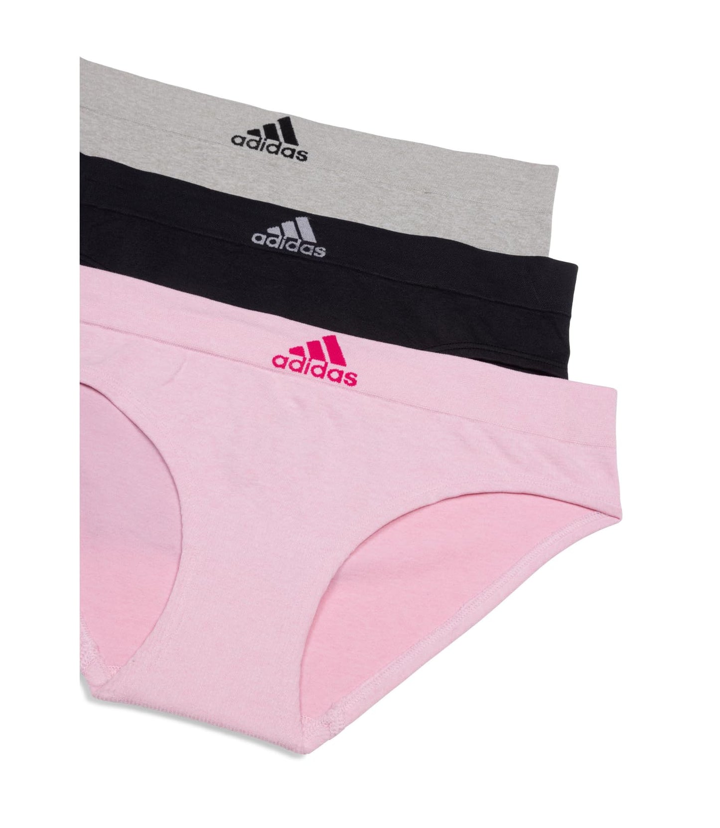 adidas Women's Seamless Hipster Underwear 3 Pack, Pink Heather/Black/Heather Grey, Small