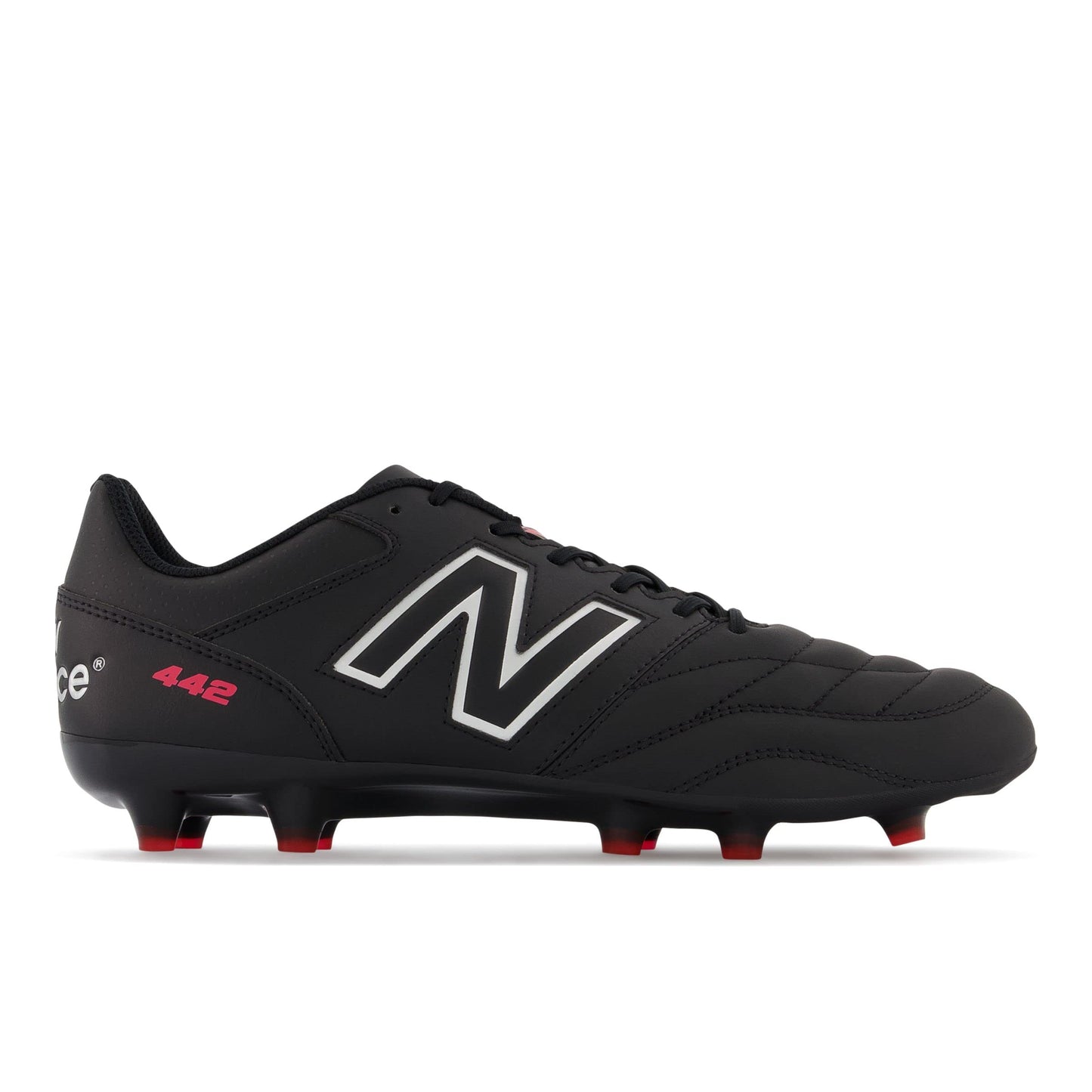 New Balance Men's 442 Team Fg V2 Soccer Shoe, Black/White/Red, 8.5 Wide