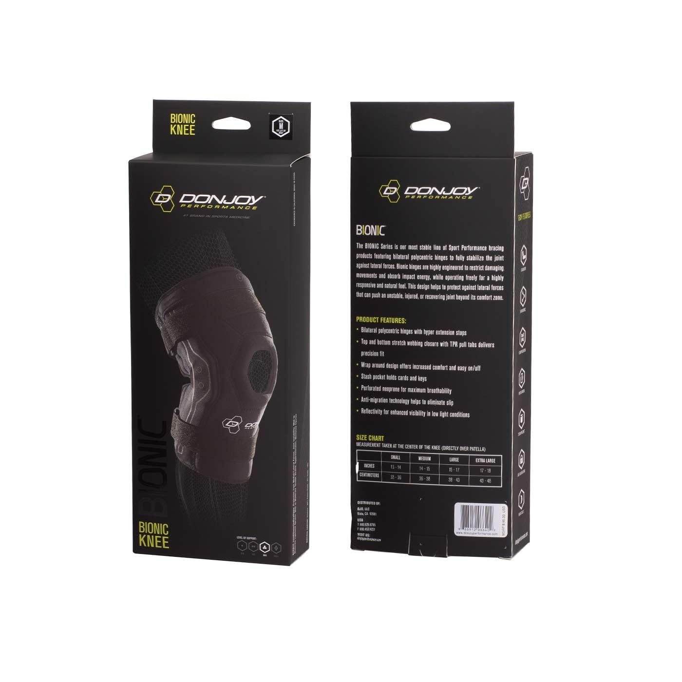 DonJoy Performance Bionic Knee Support Brace: Black, Medium