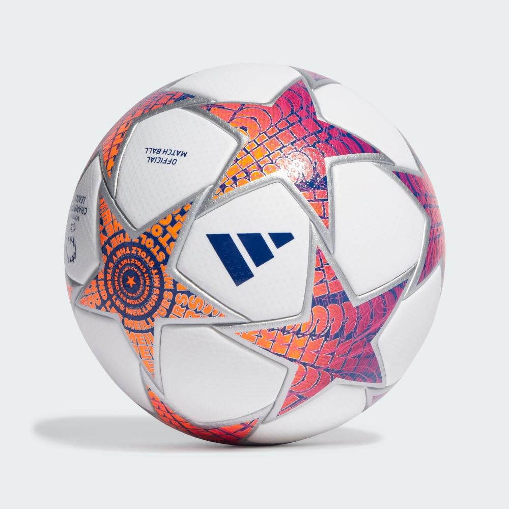 adidas Womens UCL Pro Soccer Ball - Official Match Ball with Seamless Surface, FIFA Quality Pro Certified (UWCL Pro 23/24 Group Stage Ball, White/Silver Metallic/Shock Pink/Shock Purple)