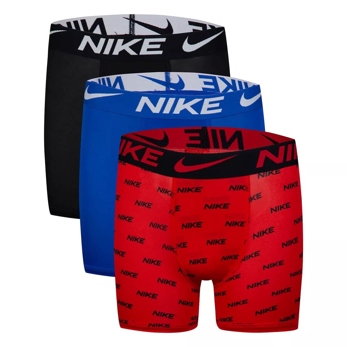 Nike Big Kids' Micro Essential Dri-Fit Print Boxer Briefs 3 Pack (R(9N0845-R0P)/B, X-Large)