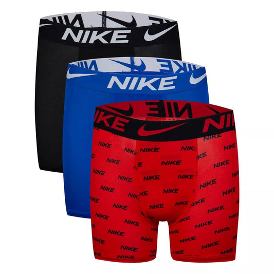 Nike Big Kids' Micro Essential Dri-Fit Print Boxer Briefs 3 Pack (R(9N0845-R0P)/B, X-Large)