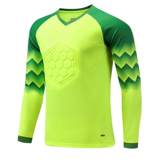 Fldy Kids Boys Soccer Goalkeeper Jersey Padded Goalie Shirt Long Sleeve Training Soccer Jersey Uniforms Fluorescent Green A 7-8 Years