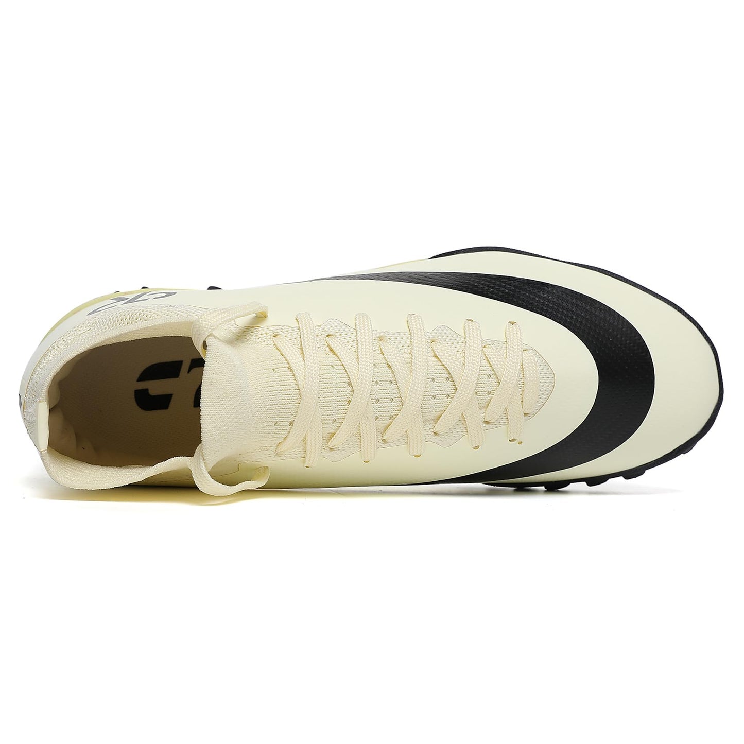 Boys Soccer Shoes Turf Youth Soccer Cleats Kids Spike TF High-Top Football Boots for Outdoor Training Beige Black Size 5