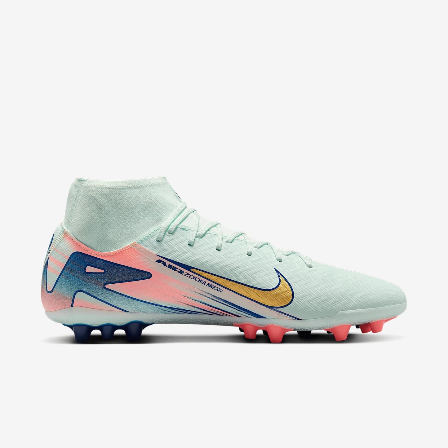 Nike Superfly 10 Academy Mercurial Dream Speed AG High-Top Soccer Cleats (FZ1191-300, Barely Green/Crimson Pulse/Metallic Gold Coin) Size 9