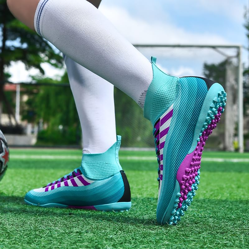Jacqilane Men's Soccer Cleats Football Shoes High-Tops Non-Slip Spikes Indoor Outdoor Firm Ground Turf Sports Athletic Combat Boots Shoes Size 4.5-12
