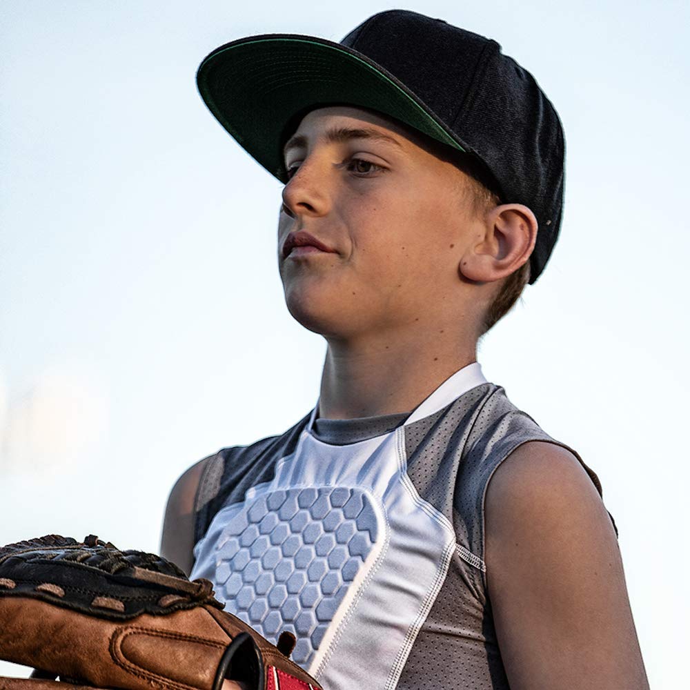 McDavid Youth Chest Protector, HEX Baseball Chest Protector Youth Sizes. Heart Guard Sternum Protection Compression Shirts, Padded Football Shirt for Lacrosse, Softball, Paintball, Rugby & More