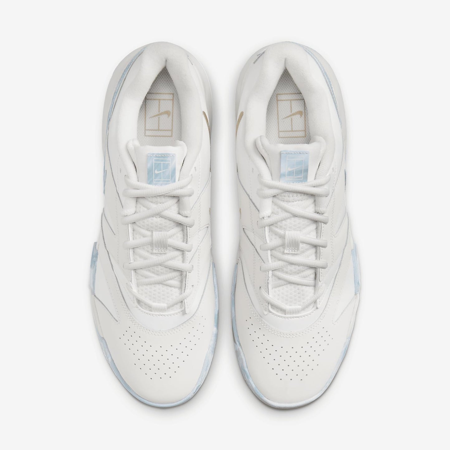 NikeCourt Lite 4 Premium Leather Men's Hard Court Tennis Shoes (FV3982-100, Summit White/Phantom/Denim Turquoise/Hemp) Size 10