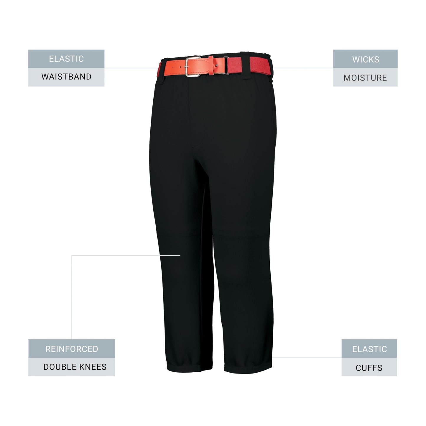 Augusta Sportswear Men's Gamer Pull-Up Baseball Pants with Belt Loops: Dominate The Field in Style and Comfort, Black, Medium