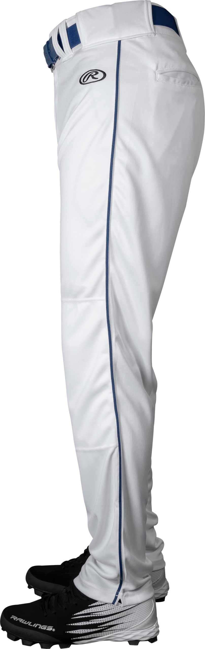 Rawlings | LAUNCH SERIES Full Length Baseball Pants | Adult Small | White/Navy