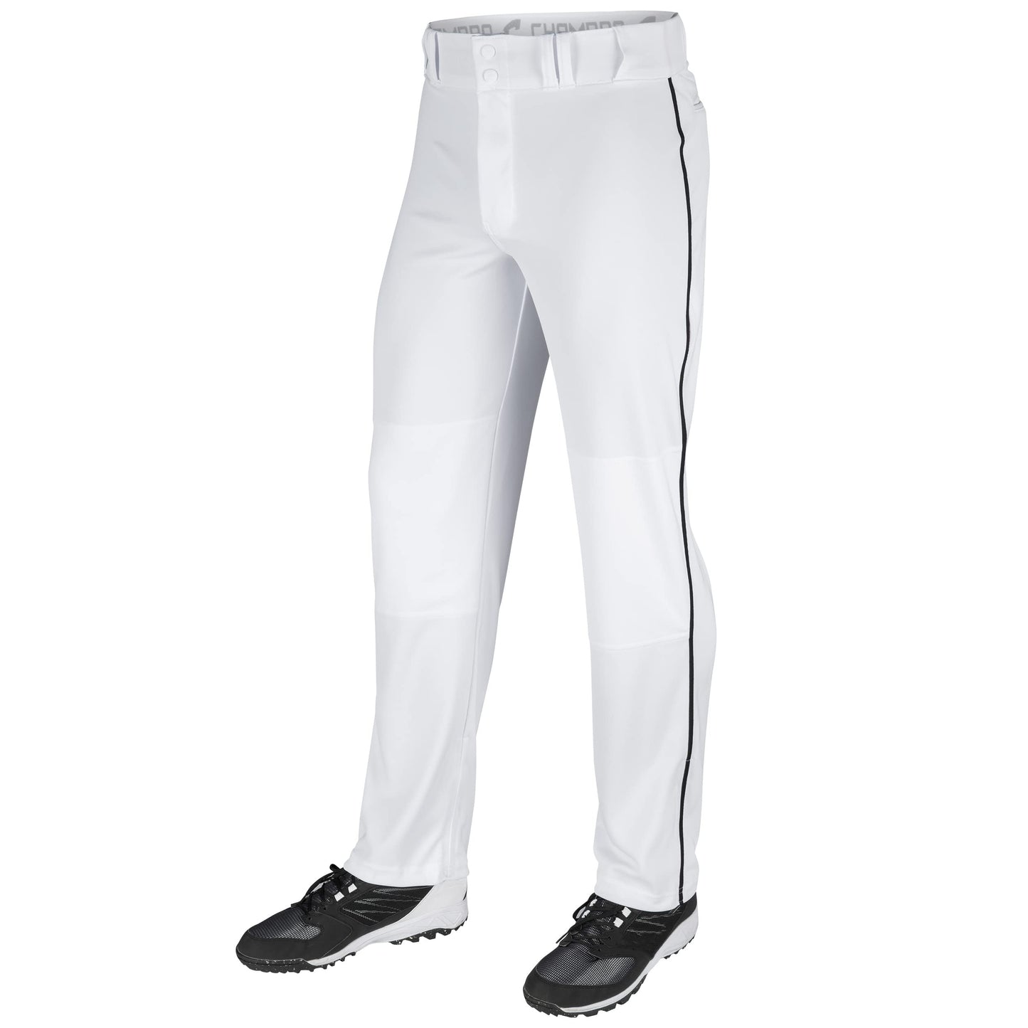 CHAMPRO Boys' Crown Open Bottom Youth Baseball Pants, White, Black Pipe, Medium