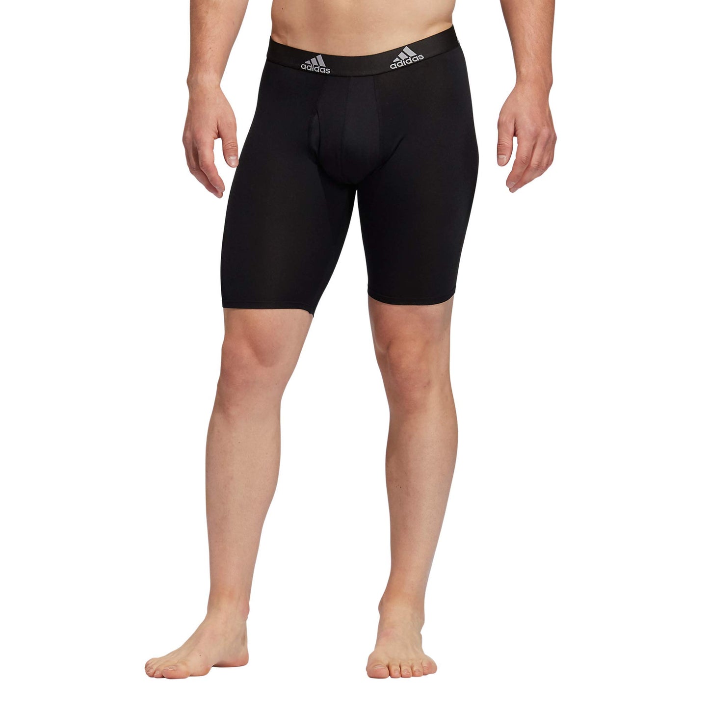 adidas 3-Pack Brief, Boxer Briefs-3-Pack Long Men's Underwear Pack, Black/Light Onix Grey/Performance, Small