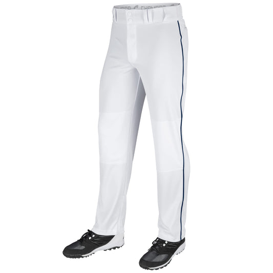 Champro Standard Triple Crown Open Bottom Adult Baseball Pants, White, Navy Pipe, X-Large