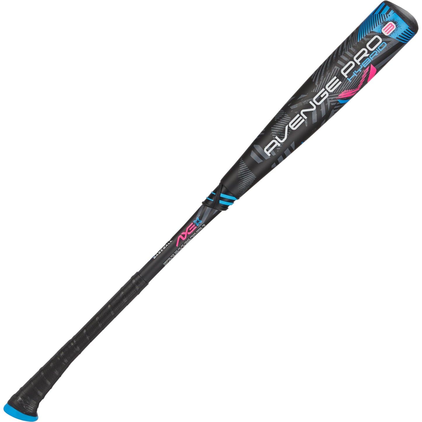 Axe | Avenge Pro 3 Hybrid | USA Baseball Bat | Drop -10/-8 | 3-Piece Hybrid | 2 5/8" Barrel | Black/Blue/Pink (Pro Standard Handle, -10, Carbon Fiber, 1, 27", Avenge Pro 3 Hybrid USA)