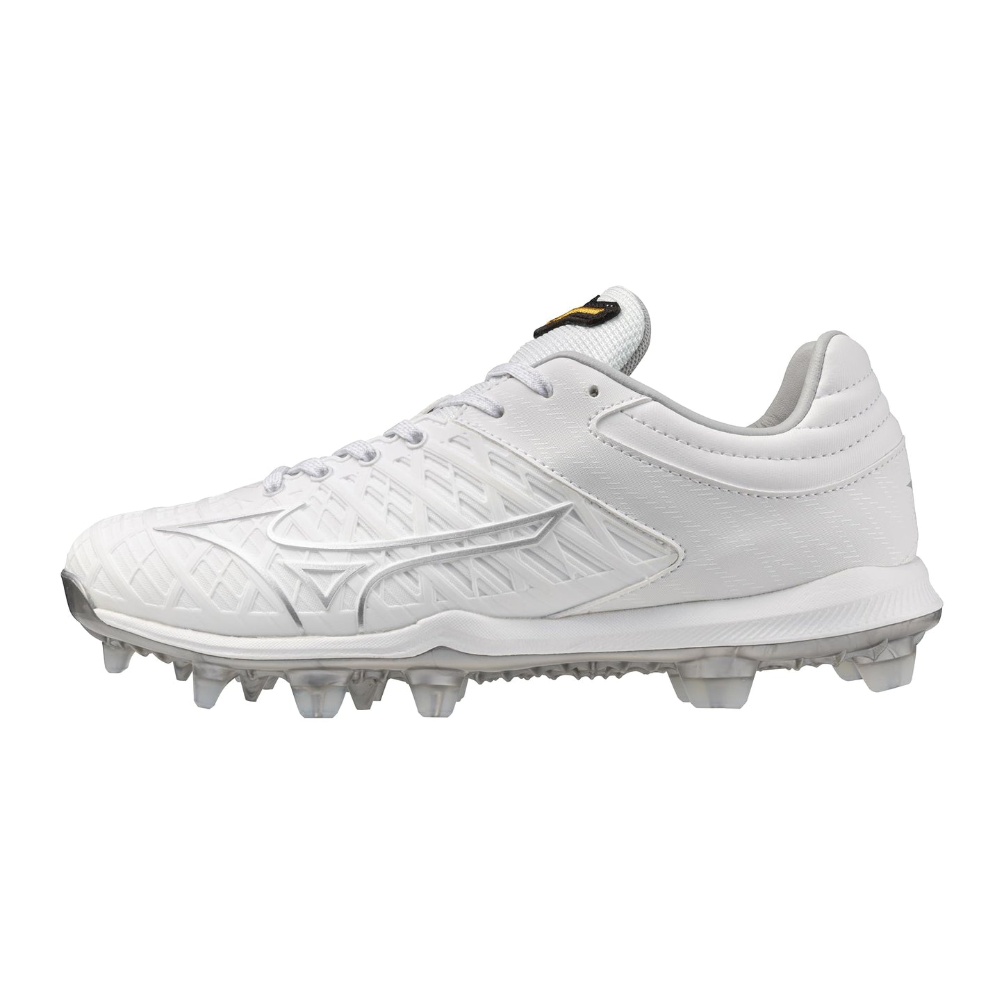 Mizuno Pro FP Low Women's TPU Fastpitch Cleat, White/Silver, 7.5