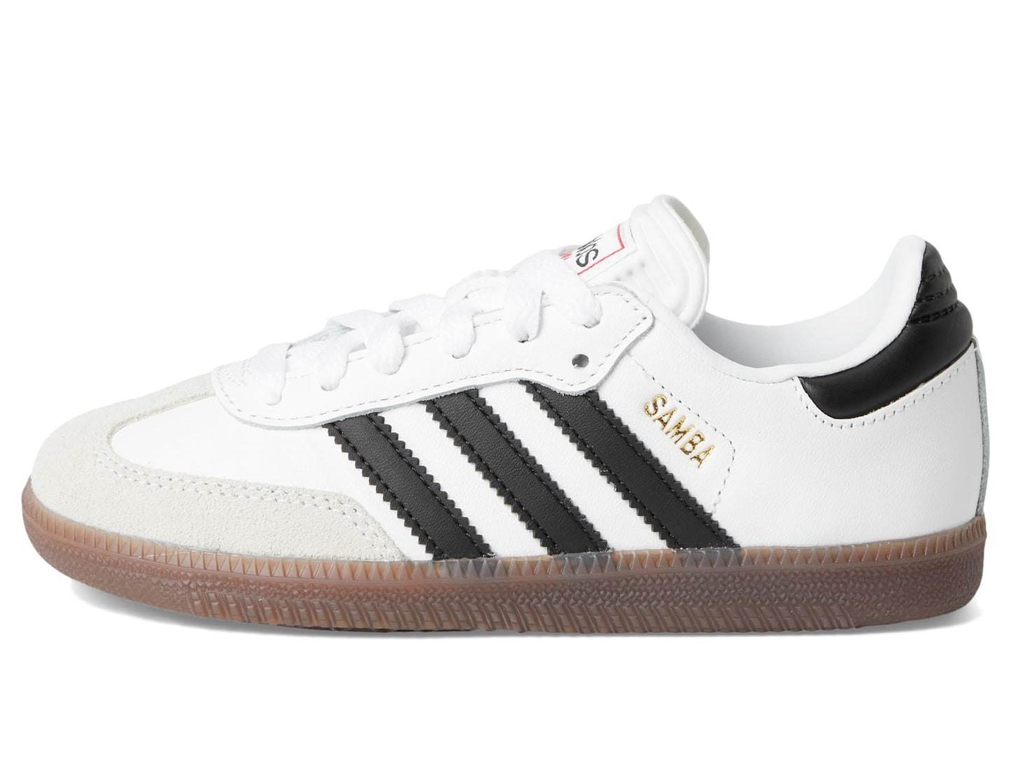 adidas Samba Indoor Sneaker, White/Black/Gum, 2 US Unisex Little Kid