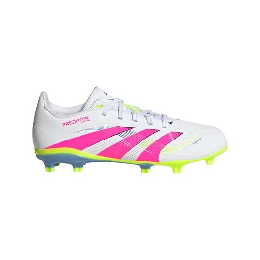 adidas League Predator Firm Multi Ground Soccer Cleats (Little Big Kid) Sneaker, White/Lucid Pink/Lucid Lemon, 13 US Unisex