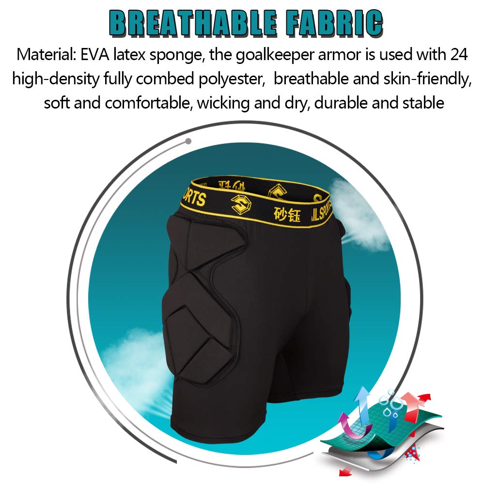 Shinestone Adult Men's Goalkeeper Armor BodyShield Padded Compression Shorts with Sponge Protector for Football Baseball(Shorts-01, Small)