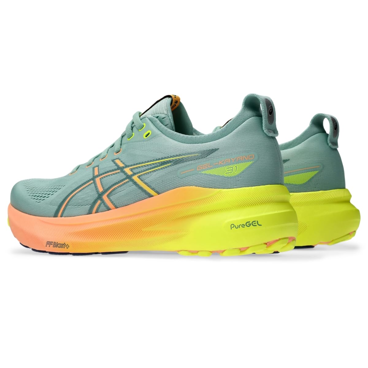 ASICS Men's Gel-Kayano 31 Running Shoes, 10, Light Celadon/Safety Yellow