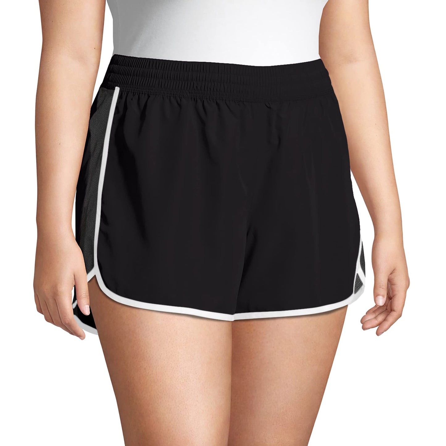 JUST MY SIZE Womens Active Woven Run Athletic-shorts, Black