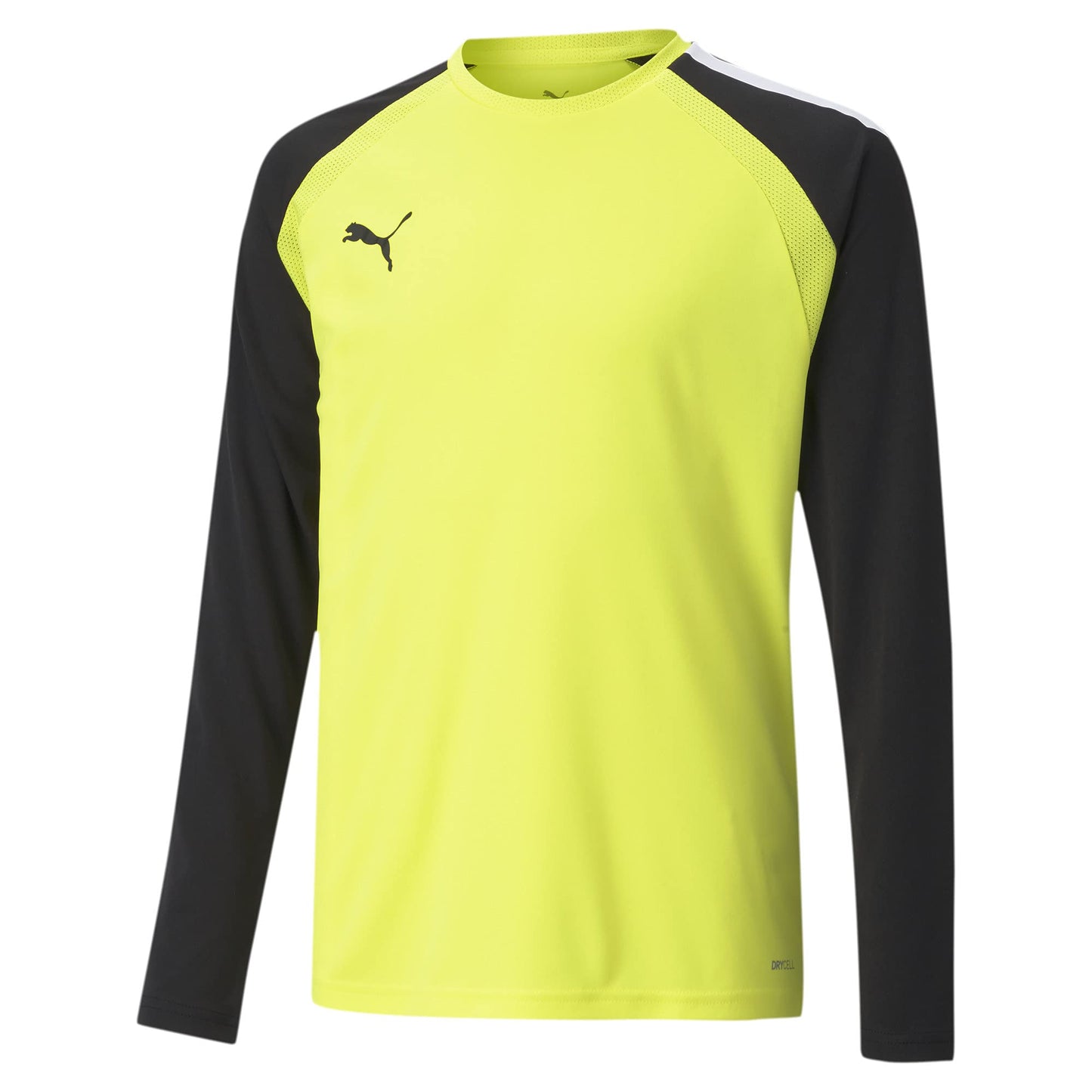 PUMA unisex child Team Pacer Goalkeeper Long Sleeve Jersey T Shirt, Fluorescent Yellow-puma Black-puma White, Small US