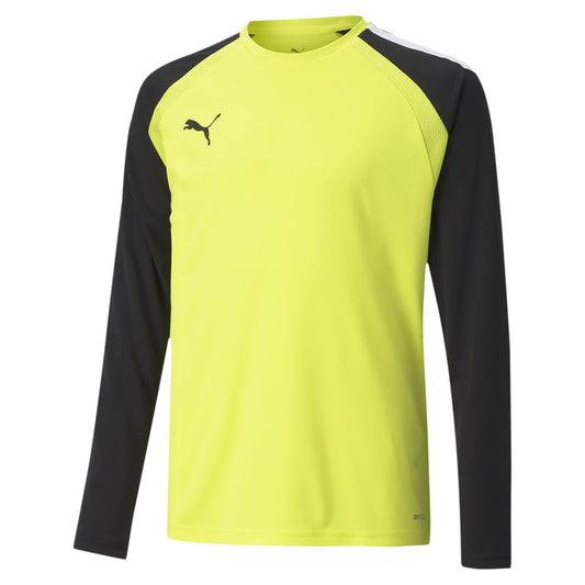 PUMA unisex child Team Pacer Goalkeeper Long Sleeve Jersey T Shirt, Fluorescent Yellow-puma Black-puma White, Small US