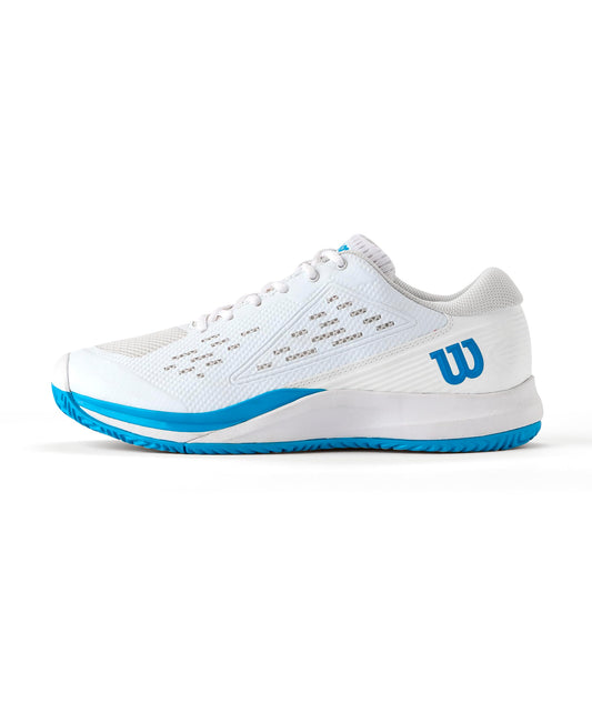 WILSON Men's Rush Pro Ace OZ Tennis Shoe, White/Atomic Blue, 10