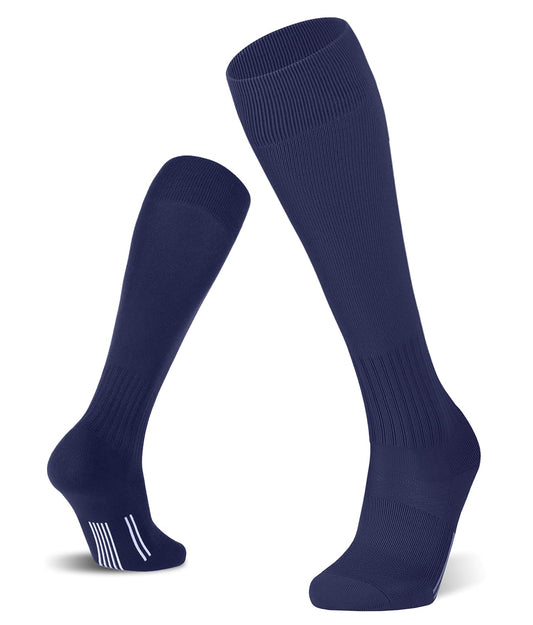 FITRELL 2/3 Pack Soccer Socks Baseball Softball For Youth Kids Boys Girls, Over-The-Calf Football Socks for Adult Men Women,Navy,Medium