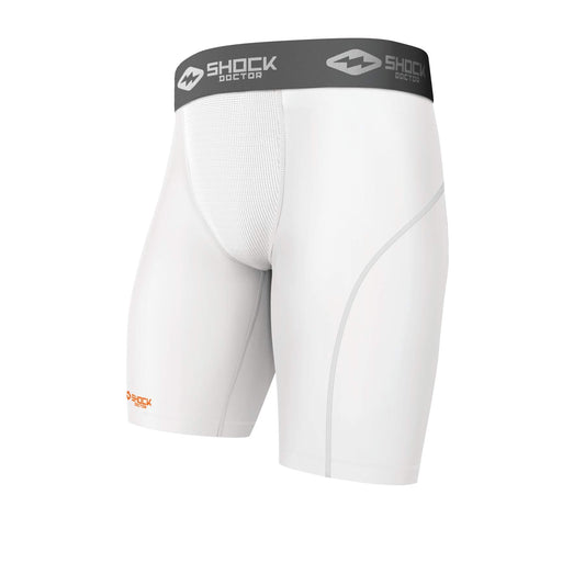 Shock Doctor Compression Shorts with Cup Pocket. Athletic Supporter Underwear with Pocket (Cup NOT Included) Youth & Adult White