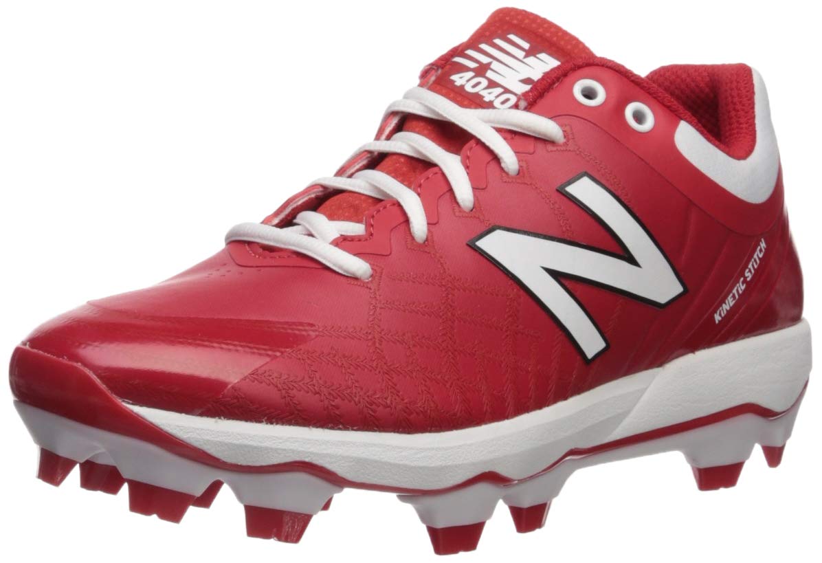 New Balance Men's 4040 V5 TPU Molded Baseball Shoe, Red/White, 15 M US