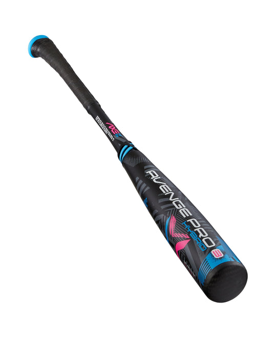Axe | Avenge Pro 3 Hybrid | USA Baseball Bat | Drop -10/-8 | 3-Piece Hybrid | 2 5/8" Barrel | Black/Blue/Pink (Pro Standard Handle, -10, Carbon Fiber, 1, 27", Avenge Pro 3 Hybrid USA)