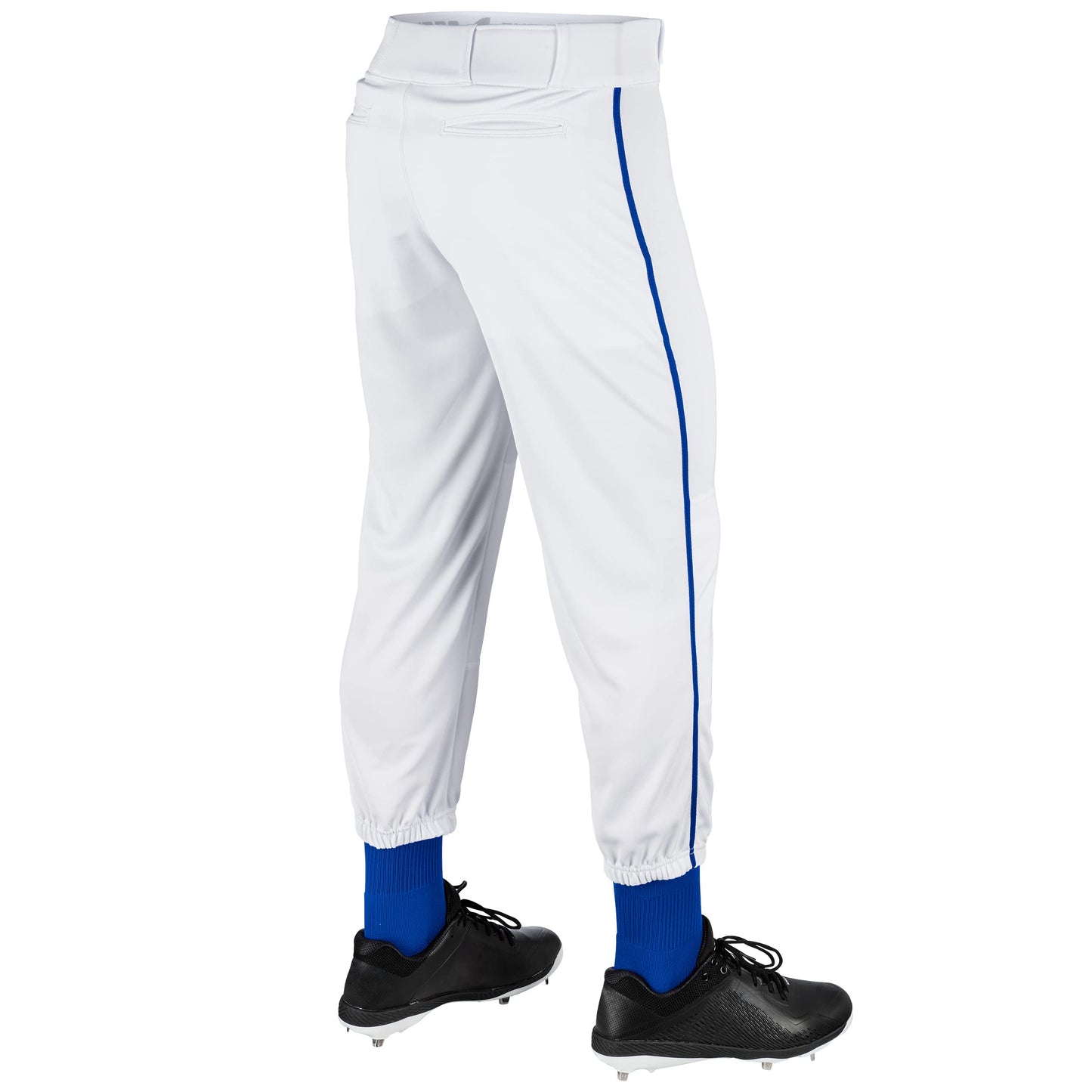 Champro Traditional Fit Triple Crown Classic Baseball Pants with Contrast-Color Braid Piping and Reinforced Sliding Areas, White, Royal Pipe, Large