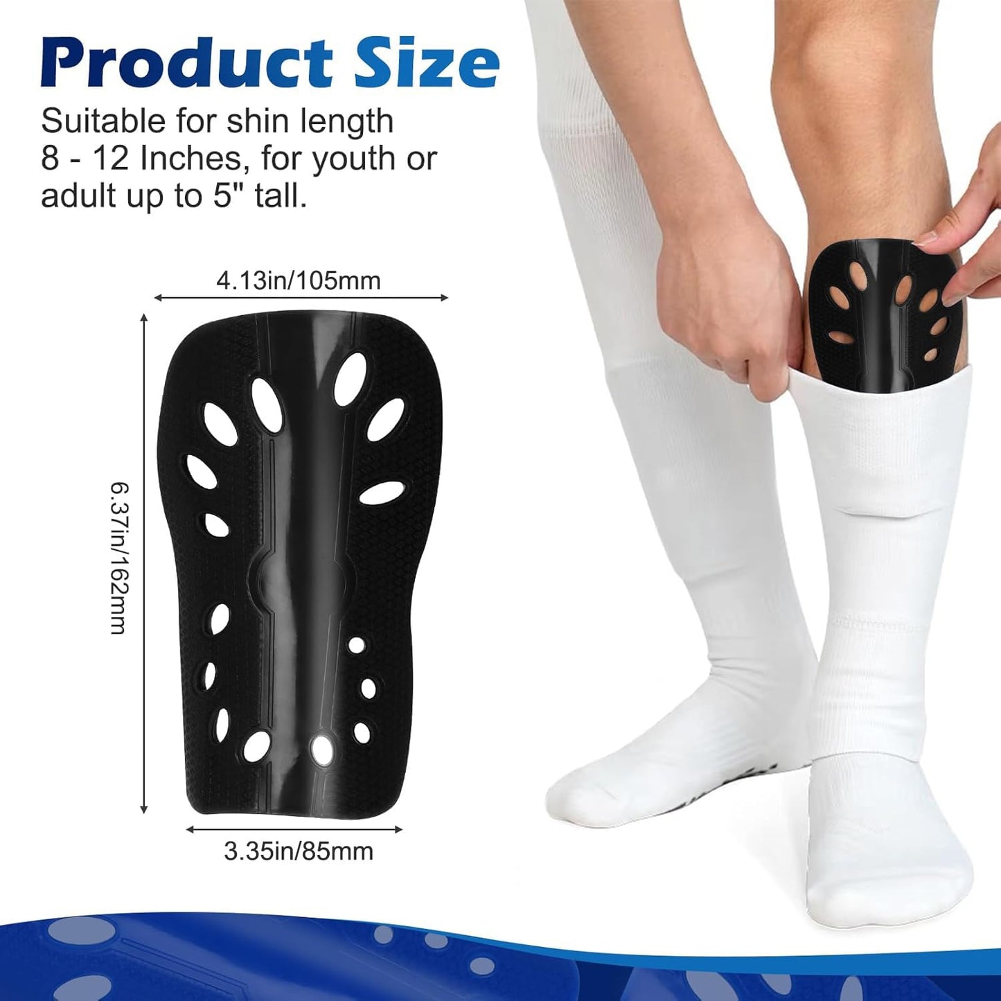 Soccer Shin Guards, 2 Pair Lightweight and Breathable Shin Guard Sleeves for Adults Football Player, Calf Protective Gear Shin Guards for Men Women (Bigger Shin Guards)