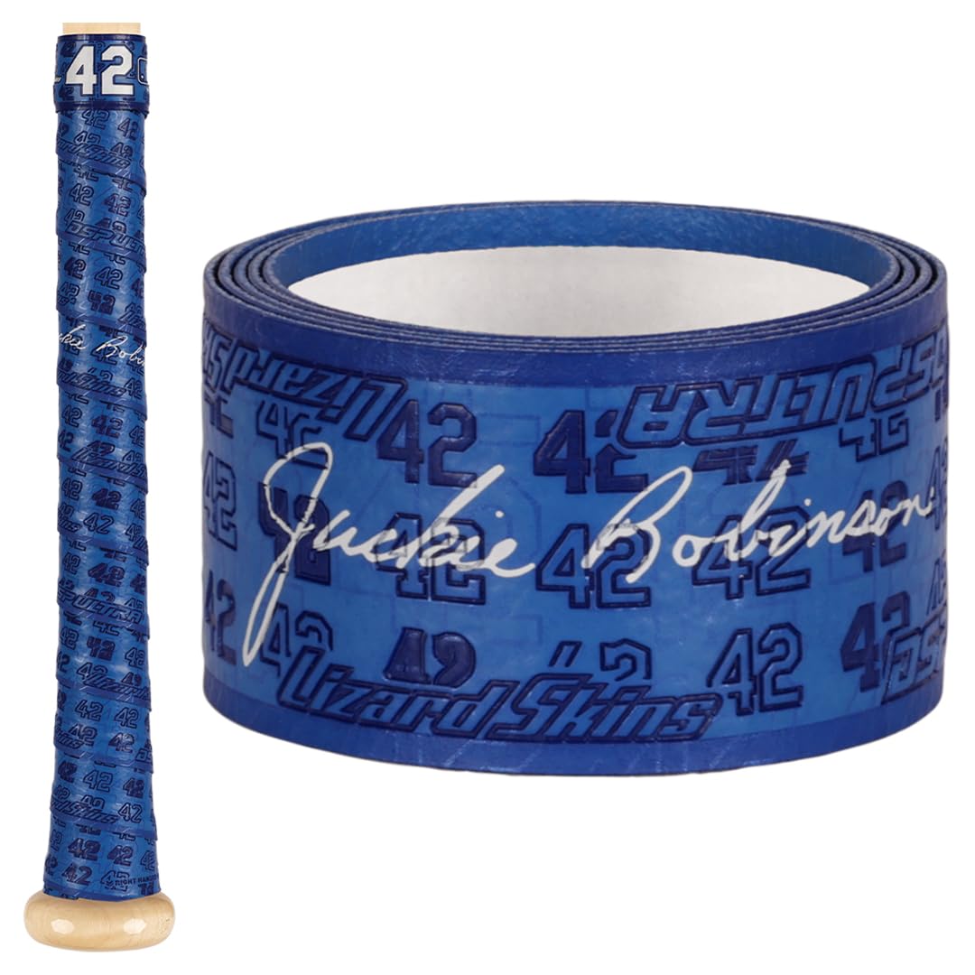 Lizard Skins DSP Ultra Legend Series Baseball Bat Grip - 0.5mm 1.1mm – Jackie Robinson – Lou Gehrig – Roberto Clemente (Jackie, 1.1mm)
