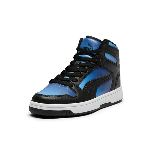 PUMA Rebound Layup Mid Sneaker, Blazing Blue Black-Team Light Blue, 6 US Unisex Big Kid